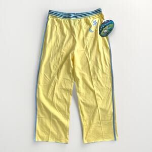New VTG Y2K Track Pant Sz M Butter Yellow Racing‎ Stripe Kawaii Kidcore Wide Leg